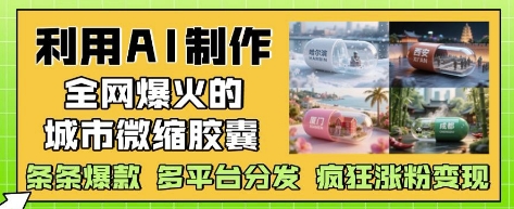 利用AI制作全网爆火的城市微缩胶囊，条条爆款， 多平台分发，疯狂涨粉变现-极光网创