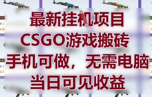 最新挂G项目，CSGO游戏搬砖，手机可做，无需电脑，当日见收益【揭秘】-极光网创