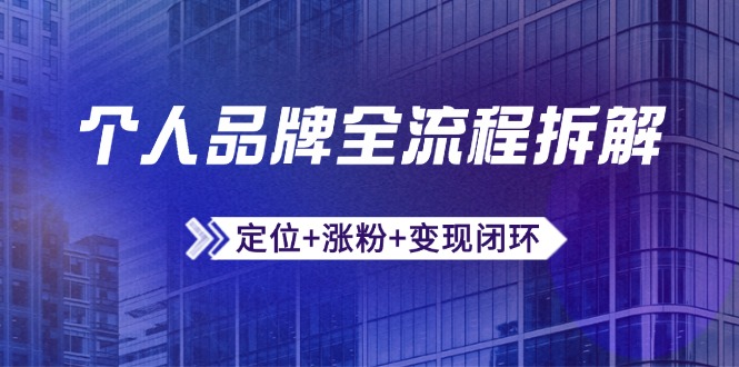 个人品牌全流程拆解：定位+涨粉+变现闭环，微信生态运营与资源整合-极光网创