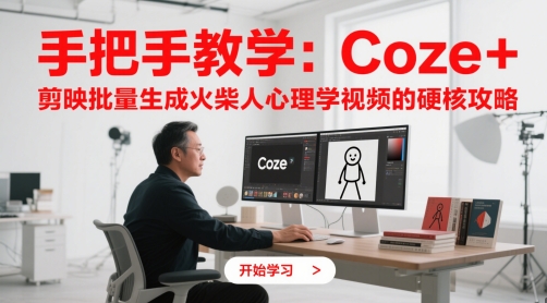 手把手教学：Coze + 剪映批量生成火柴人心理学视频的硬核攻略-极光网创