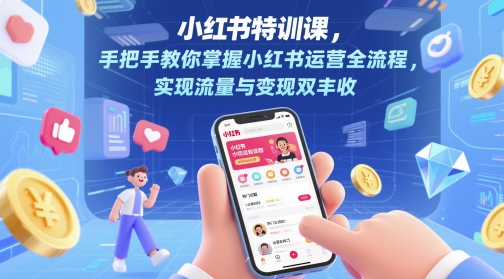 小红书特训课，手把手教你掌握小红书运营全流程，实现流量与变现双丰收-极光网创