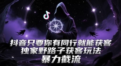 抖音只要你有同行就能获客，独家野路子获客玩法，暴力截流【揭秘】-极光网创