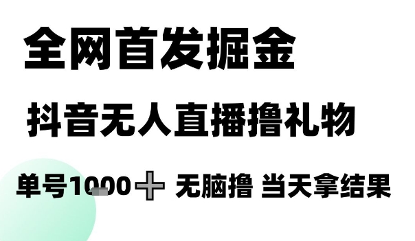 全网首发掘金抖音无人直播撸礼物，单号1k +无脑撸，当天拿结果【揭秘】-极光网创