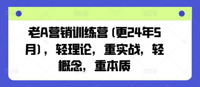 老A营销训练营(更25年6月),轻理论,重实战,轻概念,重本质-极光网创