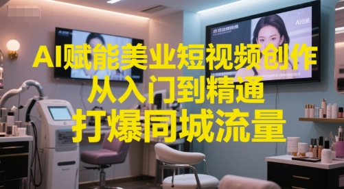 AI赋能美业短视频创作，从入门到精通，打爆同城流量，超级AI工具短视频实操落地-极光网创