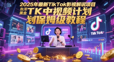 2025年最新TikTok影视解说项目，新手也能挣美金，TK中视频计划保姆级教程-极光网创
