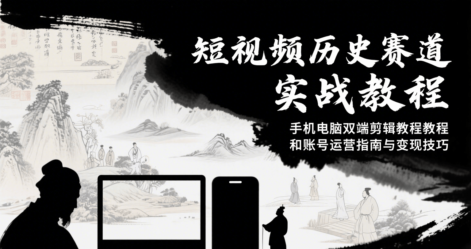 短视频历史赛道实战教程，手机电脑双端剪辑教程和账号运营指南与变现技巧-极光网创
