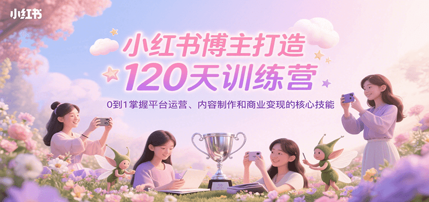 小红书博主打造120天训练营，0到1掌握平台运营、内容制作和商业变现-极光网创