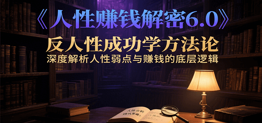 人性赚钱解密6.0，反人性成功学方法论，深度解析人性弱点与赚钱的底层逻辑-极光网创