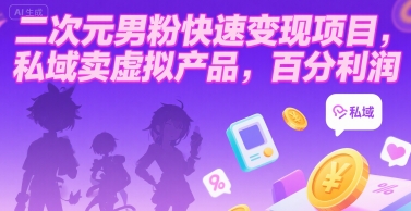 二次元男粉快速变现项目,私域卖虚拟产品,百分利润-极光网创