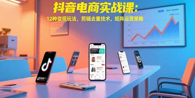 抖音电商实战课：12种变现玩法，剪辑去重技术，矩阵运营策略-极光网创