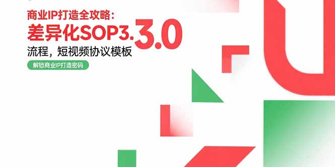 商业IP打造全攻略：差异化SOP3.0流程，短视频协议模板，婚恋项目实战案例-极光网创