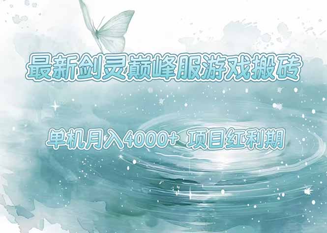 最新剑灵巅峰服游戏搬砖，项目红利期，单机稳定4000+操作简单好上手-极光网创