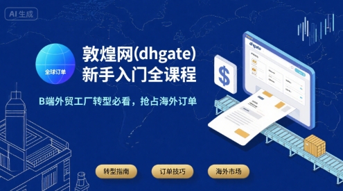敦煌网(dhgate)新手入门全课程,B端外贸工厂转型必看,抢占海外订单-极光网创