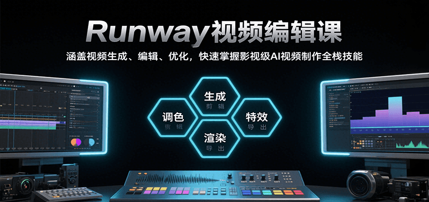 Runway视频编辑课，涵盖视频生成、编辑、优化，快速掌握影视级AI视频制作全栈技能-极光网创