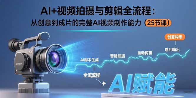 AI+视频拍摄与剪辑全流程：从创意到成片的完整AI视频制作能力(25节课-极光网创