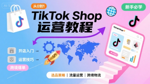 TikTok Shop从0到1运营教程，TikTok跨境电商新手必学课程-极光网创