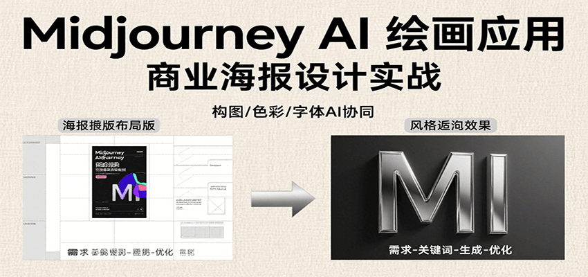 Midjourney AI绘画应用，关键词指令解析、漫画头像制作、海报设计、3D人物生成等-极光网创
