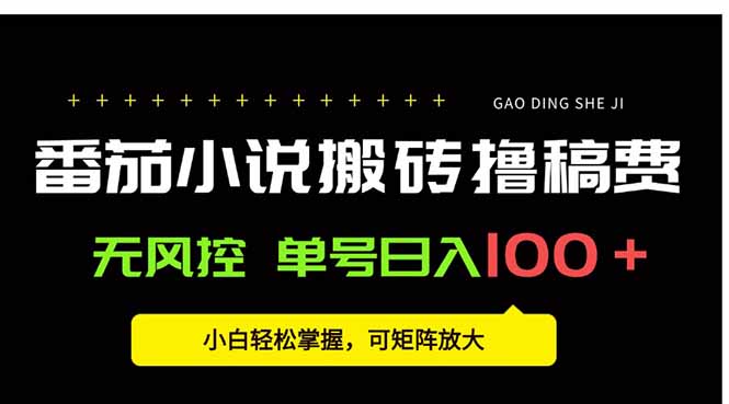 番茄小说创作人搬砖赚稿费,无风控单号日入100+,小白轻松掌握,可矩…-极光网创
