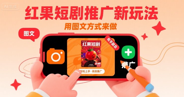 红果短剧推广新玩法，用图文方式来做，有手就会-极光网创