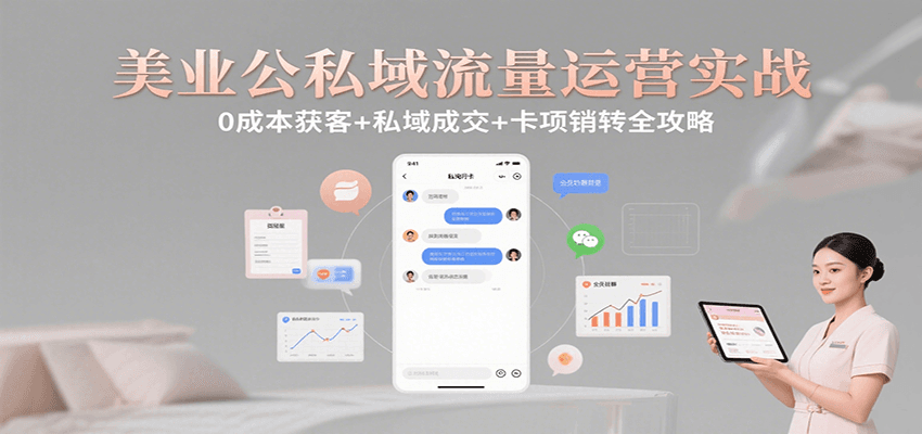 美业公私域流量运营实战：0成本获客+私域成交+卡项销转全攻略-极光网创