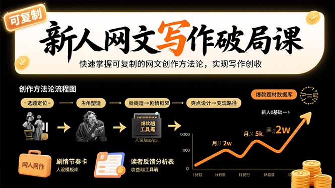 新人网文写作破局课：快速掌握可复制的网文创作方法论，实现写作创收-极光网创