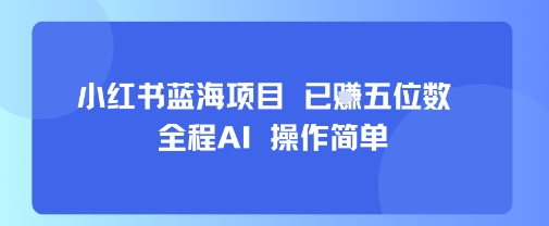 小红书蓝海项目，全程AI，操作简单，已挣五位数-极光网创