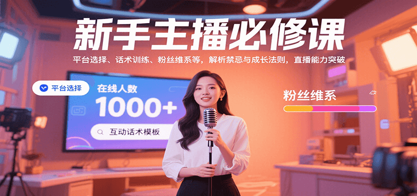 新手主播必修课：平台选择、话术训练、粉丝维系等，解析禁忌与成长法则，突破直播能力-极光网创