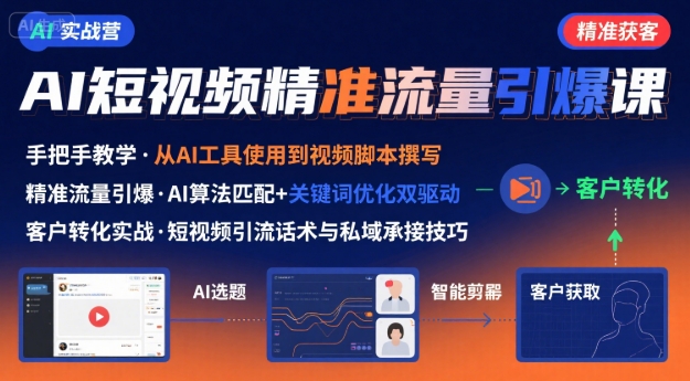 AI+短视频引爆精准客户实战营，手把手教你引爆Ai短视频精准流量-极光网创