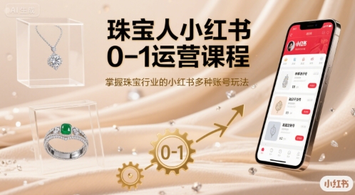 珠宝人小红书0-1运营课程，掌握珠宝行业的小红书多种账号玩法-极光网创