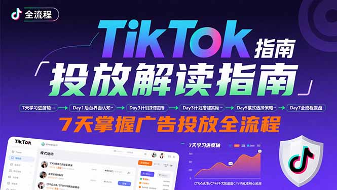 TikTok投放解读指南：后台操作/计划建立/模式选择，7天掌握广告投放全流程-极光网创