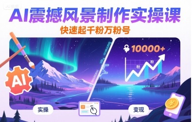 AI震撼风景制作实操课，快速起千粉万粉号-极光网创