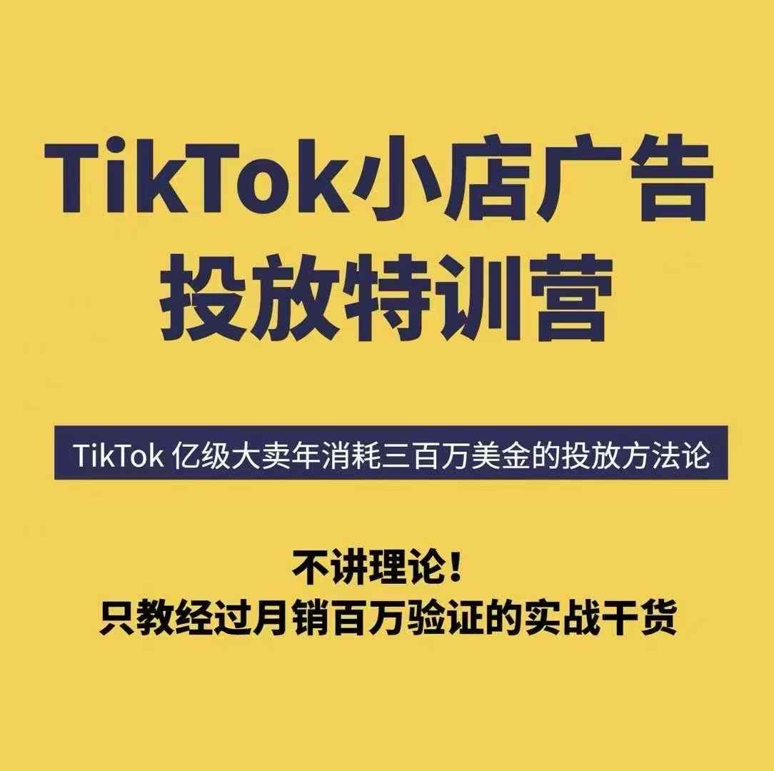 TikTok小店广告投放特训营，6天破局计划专治各种“投不动”，教你经过月销百万验证的实战干货-极光网创