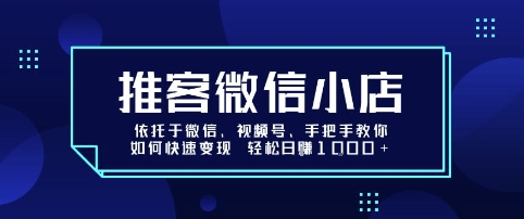 推客微信小店依托于微信、视频号，手把手教你如何快速变现 轻松日入1k+【揭秘】-极光网创