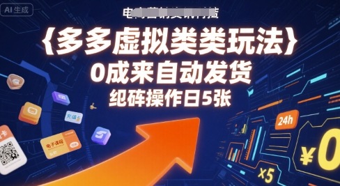 多多虚拟类目玩法，0成本全自动发货，矩阵操作日5张-极光网创