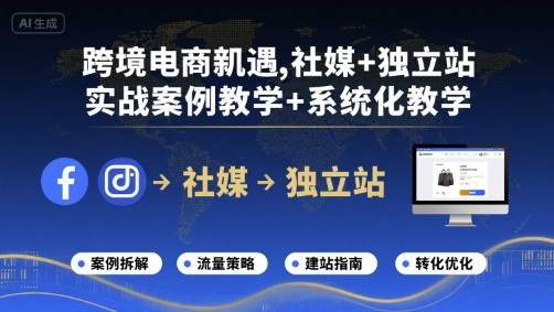 跨境电商新机遇,社媒+独立站,实战案例教学+系统化教学-极光网创