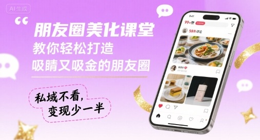 朋友圈美化课堂,教你轻松打造,吸睛又吸金的朋友圈,私域不看,变现少一半-极光网创