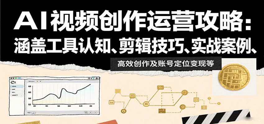 AI视频创作运营攻略：涵盖工具认知、剪辑技巧、实战案例、高效创作及账号定位变现等-极光网创