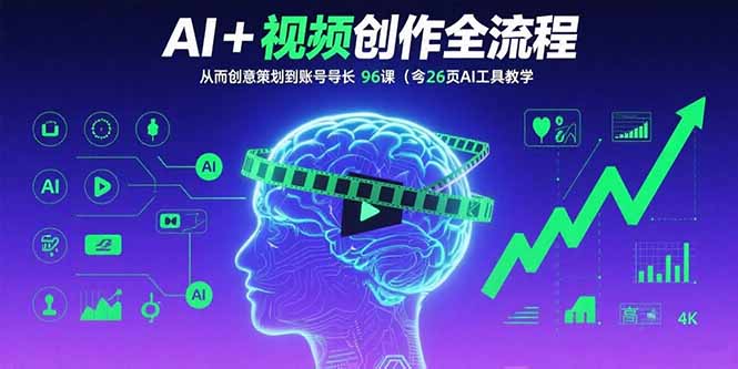 AI+短视频创作全流程：从创意策划到账号增长，96节课(含26项AI工具教学-极光网创