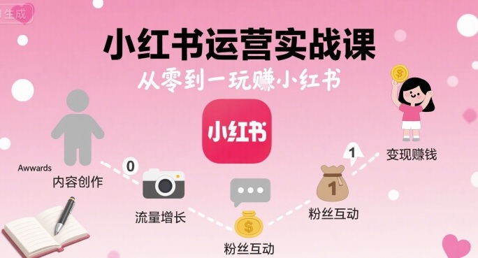 小红书运营实战课，从零到一玩賺小红书-极光网创