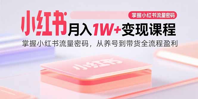 小红书月入1W+变现课程：掌握小红书流量密码，从养号到带货全流程盈利-极光网创