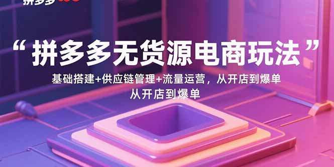 拼多多无货源电商玩法：基础搭建+供应链管理+流量运营，从开店到爆单-极光网创