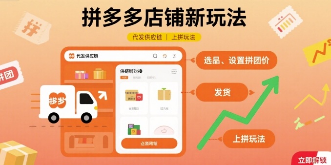 拼多多店铺新玩法，代发供应链上拼玩法-极光网创