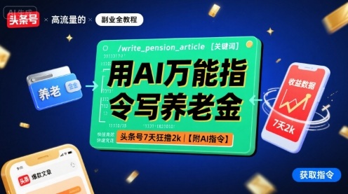 用AI万能指令写养老金，头条号7天狂撸2k【附AI指令】-极光网创