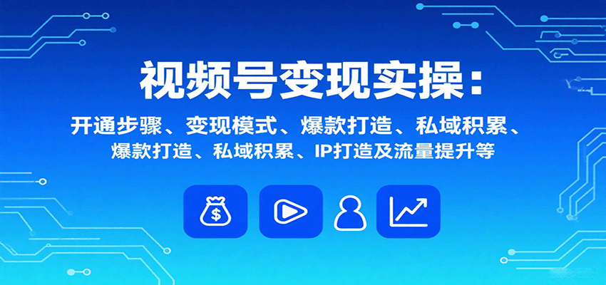 视频号变现实操，含开通步骤、变现模式、爆款打造、私域积累、IP打造及流量提升等-极光网创