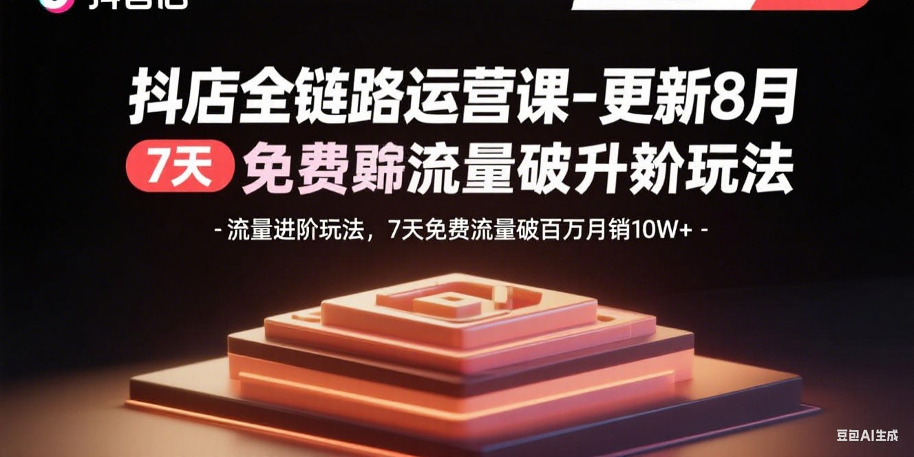 抖店全链路运营课-更新8月：流量进阶玩法，7天免费流量破百万月销10W+-极光网创