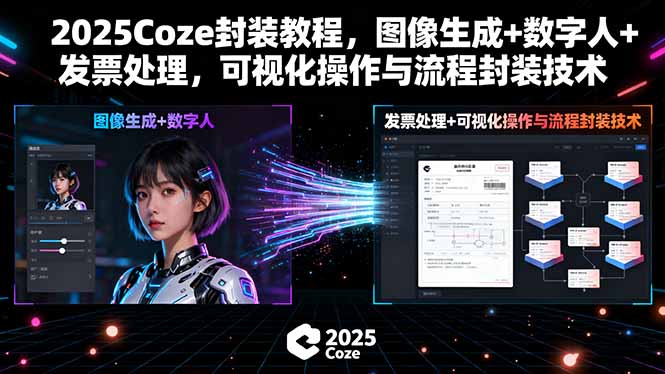2025Coze封装教程，图像生成+数字人+发票处理，可视化操作与流程封装技术-极光网创