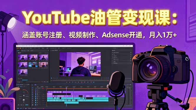 2025YouTube油管变现课：涵盖账号注册、视频制作、Adsense开通，月入1万+-极光网创