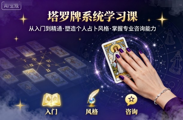 塔罗牌系统学习课，助你从入门到精通，塑造个人占卜风格，掌握专业咨询能力-极光网创