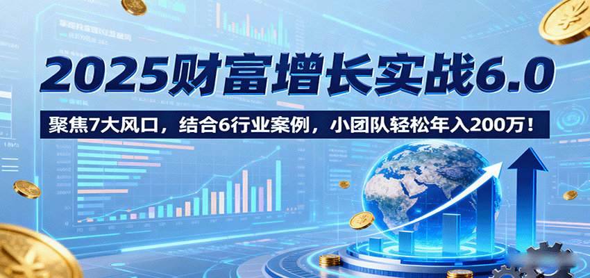 2025财富增长实战6.0，聚焦7大风口，结合6行业案例，小团队轻松年入200万！-极光网创